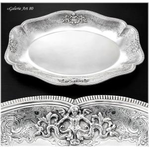 Tiffany :  Antique Sterling Silver Regency Style Centerpiece - Hollow Dish Fauns & Melusina Decor