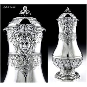 CARDEILHAC : Grande Verseuse / Cafeti&egrave;re en Argent Massif style Louis XIV / R&eacute;gence MASCARON