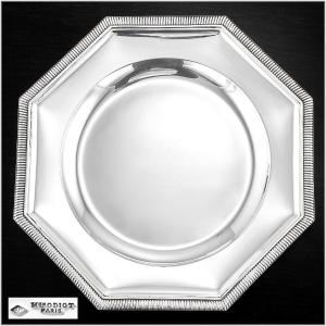 Maison Odiot: Large Sterling Silver Octagonal “square” Platter 