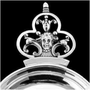 CHRISTOFLE - CARDEILHAC : Taste-Vin en Argent Massif modèle "Louis XIII Trilobé" - Mascaron