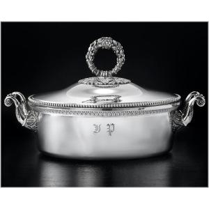 Marc-augustin Lebrun : Large Louis XVIII Era Sterling Silver Vegetable Tureen - Paris 1819-21