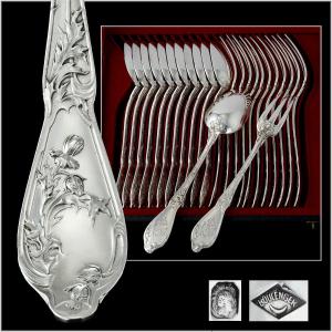 Boulenger : Art Nouveau Sterling Silver Flatware Set  -thistle Pattern