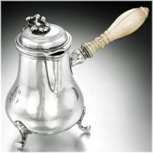 Jacques Famechon : Rare 18th Century Miniature Coffee Pot In Solid Silver & Ivory - Paris 1779