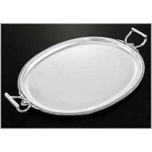 Henin & Cie : Large Empire Style Oval Sterling Silver Oval Serving Tray