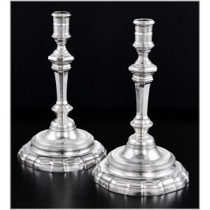 Corde : Rare Pair Of Louis XV Solid Silver Candlesticks Brittany +1.2kg Lorient 1759-66