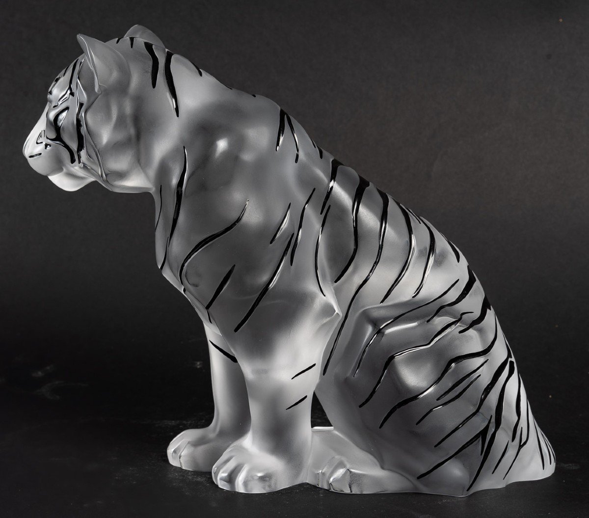 Lalique Large Sitting Tiger Sculpture Numbered Edition-photo-4