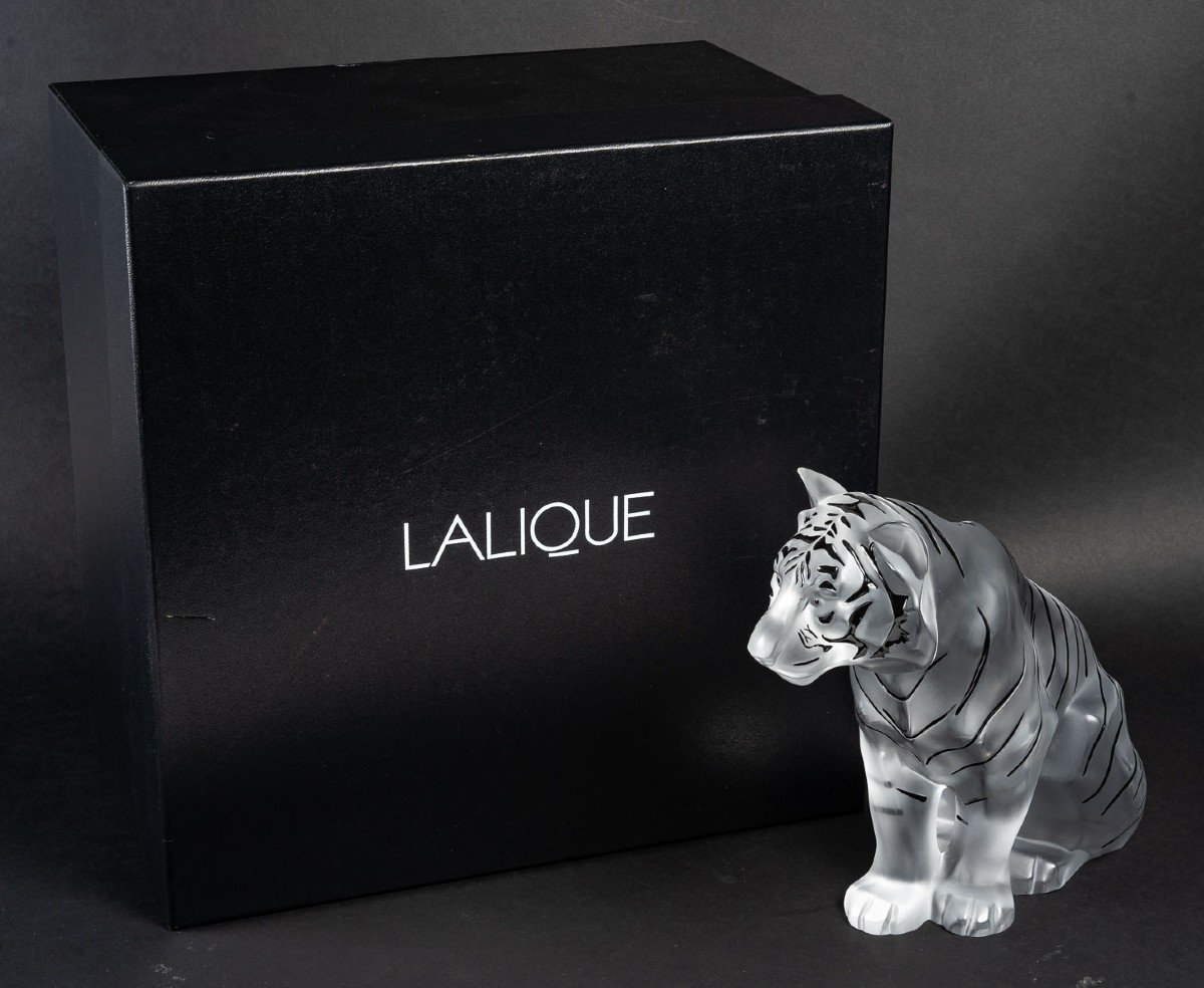Lalique Large Sitting Tiger Sculpture Numbered Edition-photo-5