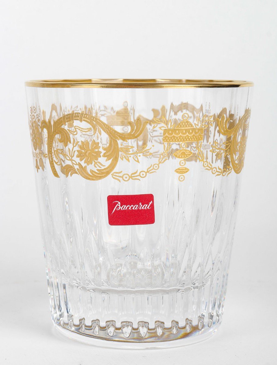 Cristallerie Baccarat 10 Verres  Type Gobelets  Old Fashon , En Cristal Doré,modèle "Impérator"-photo-3