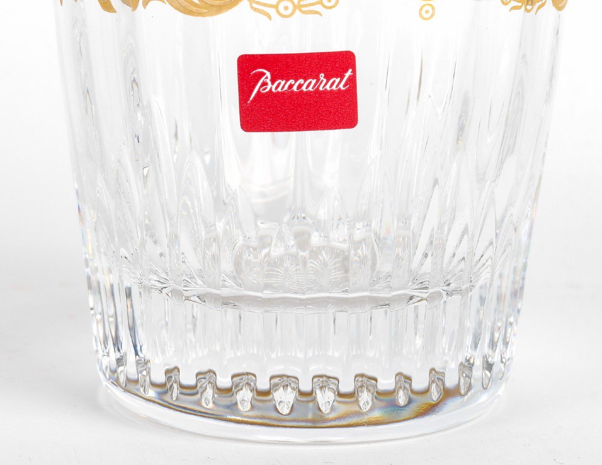 Cristallerie Baccarat 10 Verres  Type Gobelets  Old Fashon , En Cristal Doré,modèle "Impérator"-photo-1