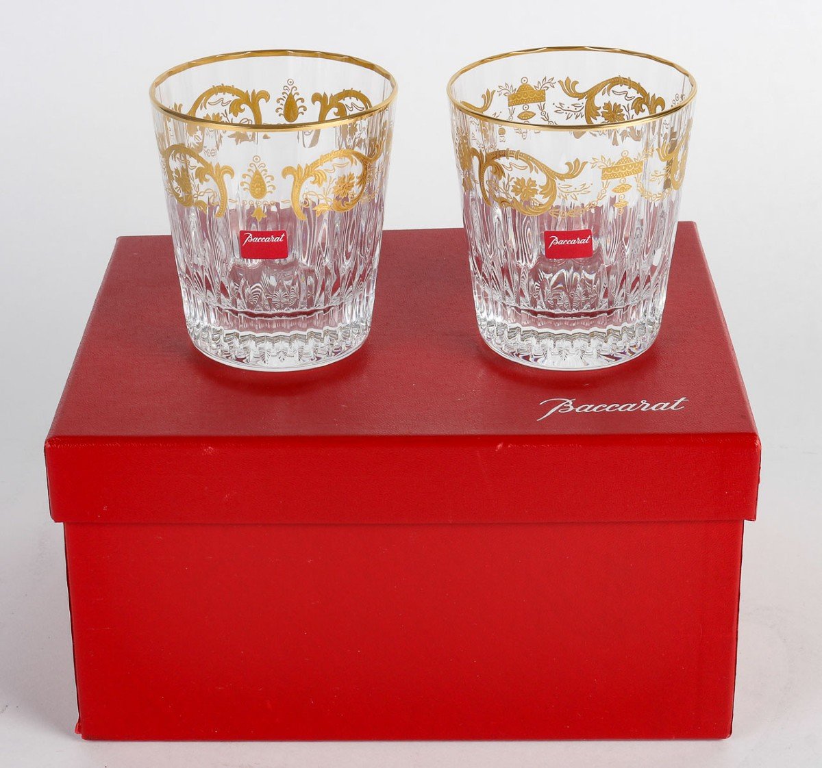 Cristallerie Baccarat 10 Verres  Type Gobelets  Old Fashon , En Cristal Doré,modèle "Impérator"-photo-2