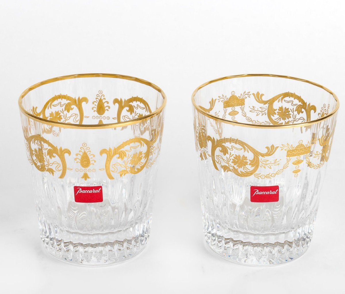 Cristallerie Baccarat 10 Verres  Type Gobelets  Old Fashon , En Cristal Doré,modèle "Impérator"