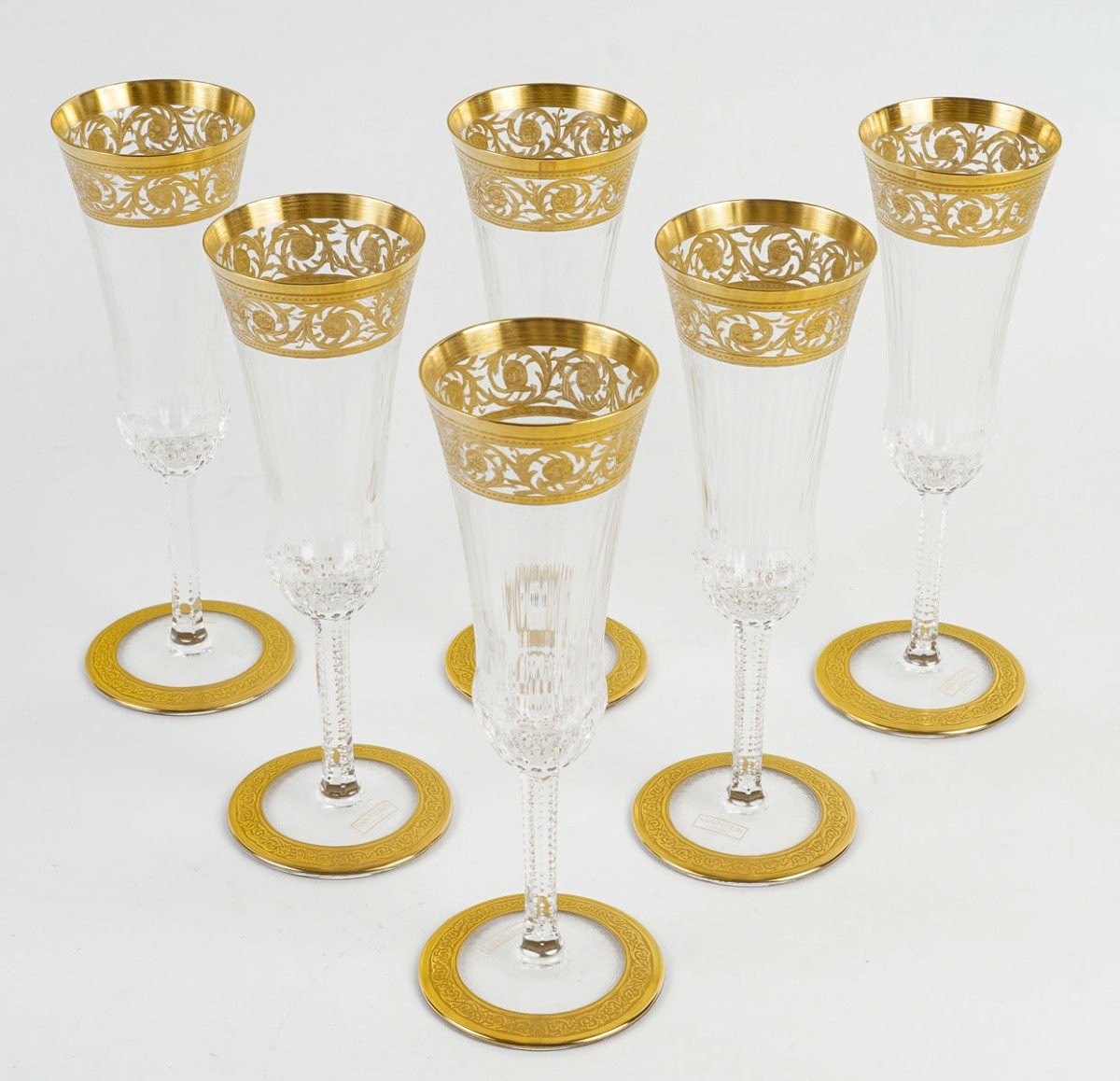 Cristallerie Saint Louis Set Of 6 Flutes “thistle Gold” Model