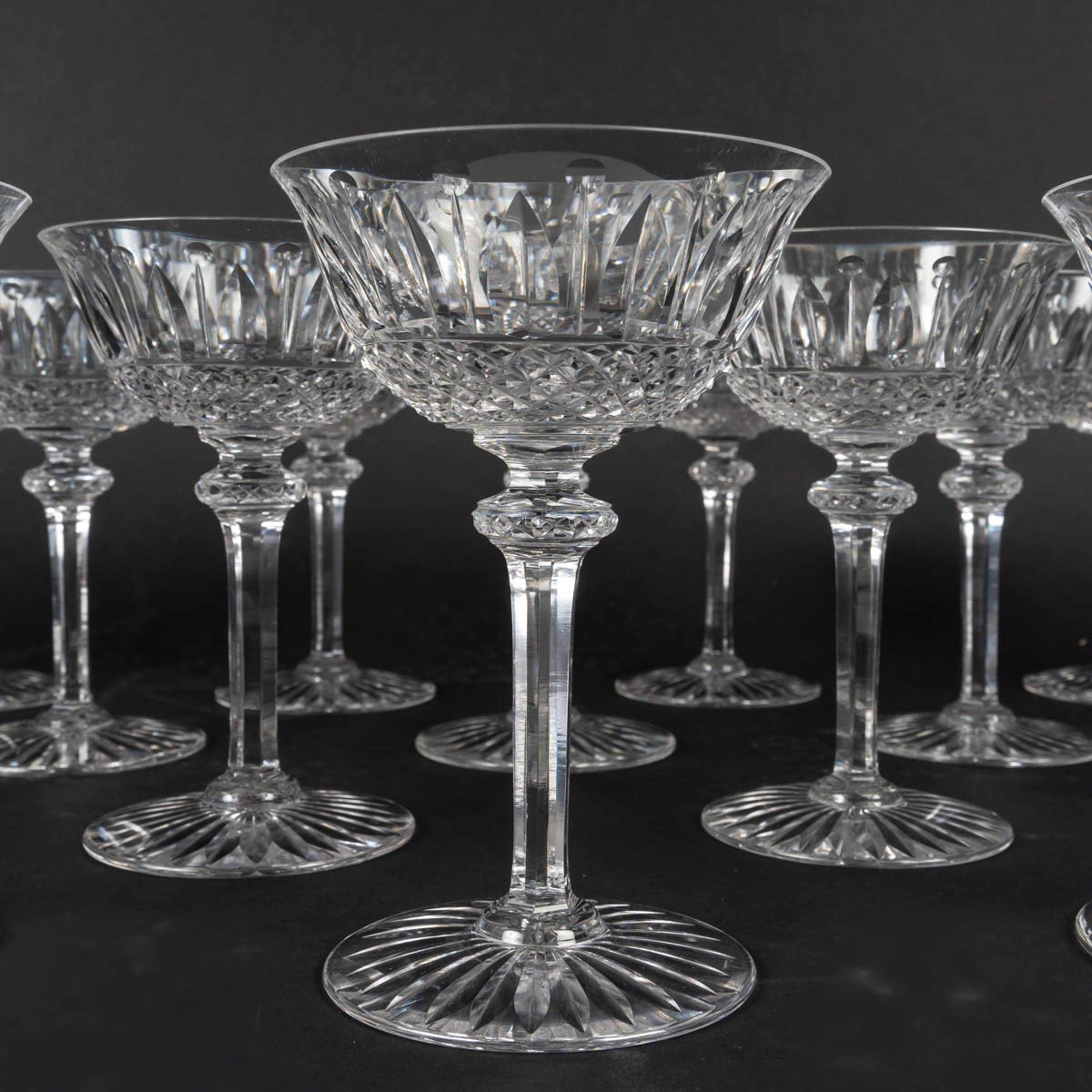 Cristallerie Saint Louis 16 Champagne Cups Tommy Model In Clear Crystal-photo-3