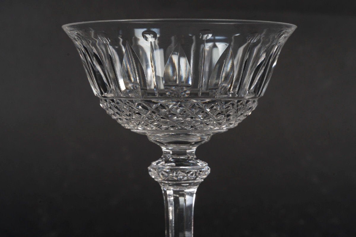 Cristallerie Saint Louis 16 Champagne Cups Tommy Model In Clear Crystal-photo-3