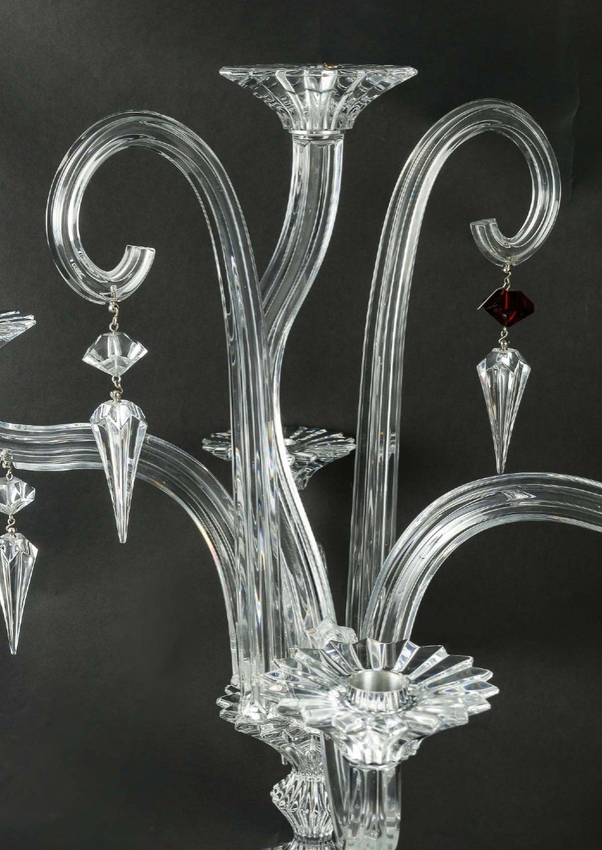 Mathias Pour La Cristallerie De Baccarat Paire de Candélabres 5 Lumières Collection Mille Nuits-photo-4