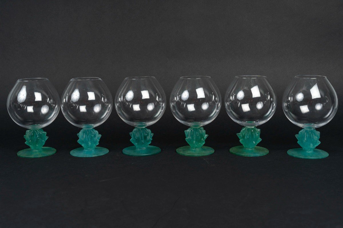 Hilton Mac Connico For Daum Model "cactus" 6 Tasting Glasses Or Cognac Glasses-photo-4