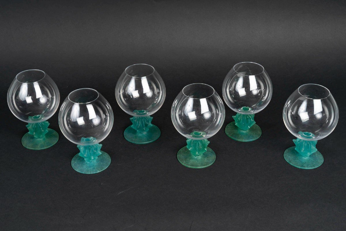 Hilton Mac Connico For Daum Model "cactus" 6 Tasting Glasses Or Cognac Glasses-photo-2