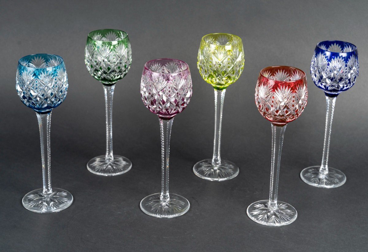 Cristallerie Saint Louis Model "florence", 6 Glasses Color "roemers"-photo-2