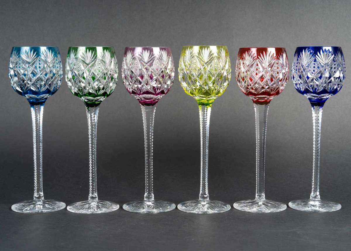 Cristallerie Saint Louis Modèle "Florence",  6 Verres Couleur "Roemers"-photo-3