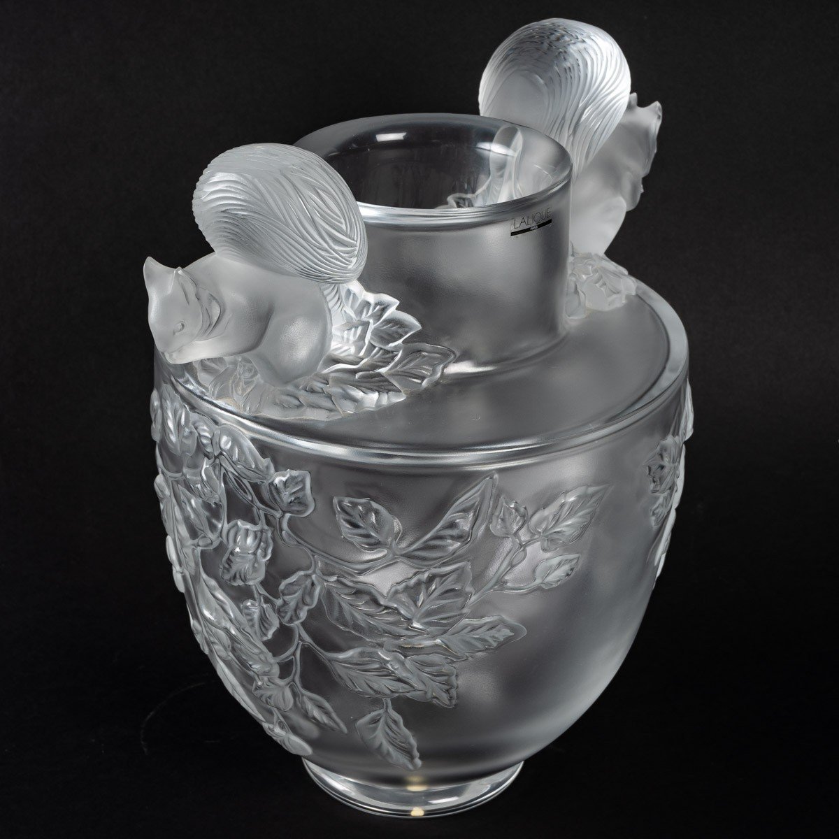 Lalique France Squirrel Vase-photo-2