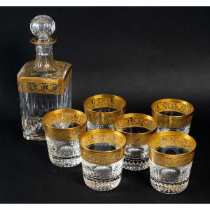 Cristallerie Saint Louis Whiskey Set Model Thistle Gold