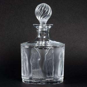 Lalique France, Whiskey Decanter Model "antique Women" Created By Marc Lalique