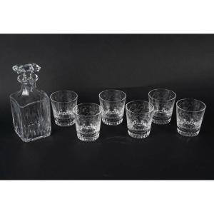 Cristallerie De Baccarat Service à Wisky Modèle Charme, Carafe Et 6 Gobelets