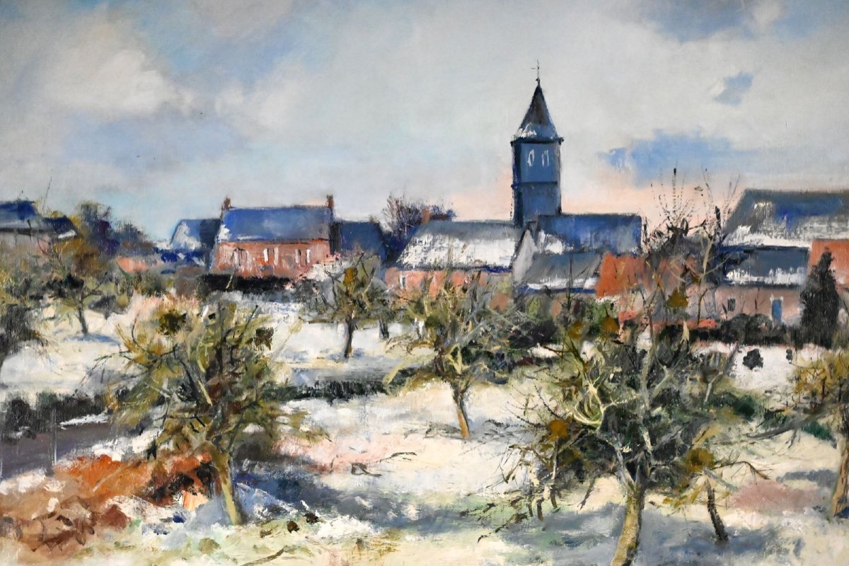 Marcel Cramoysan (1915-2007) - Snow In Quévreville La Poterie-photo-2