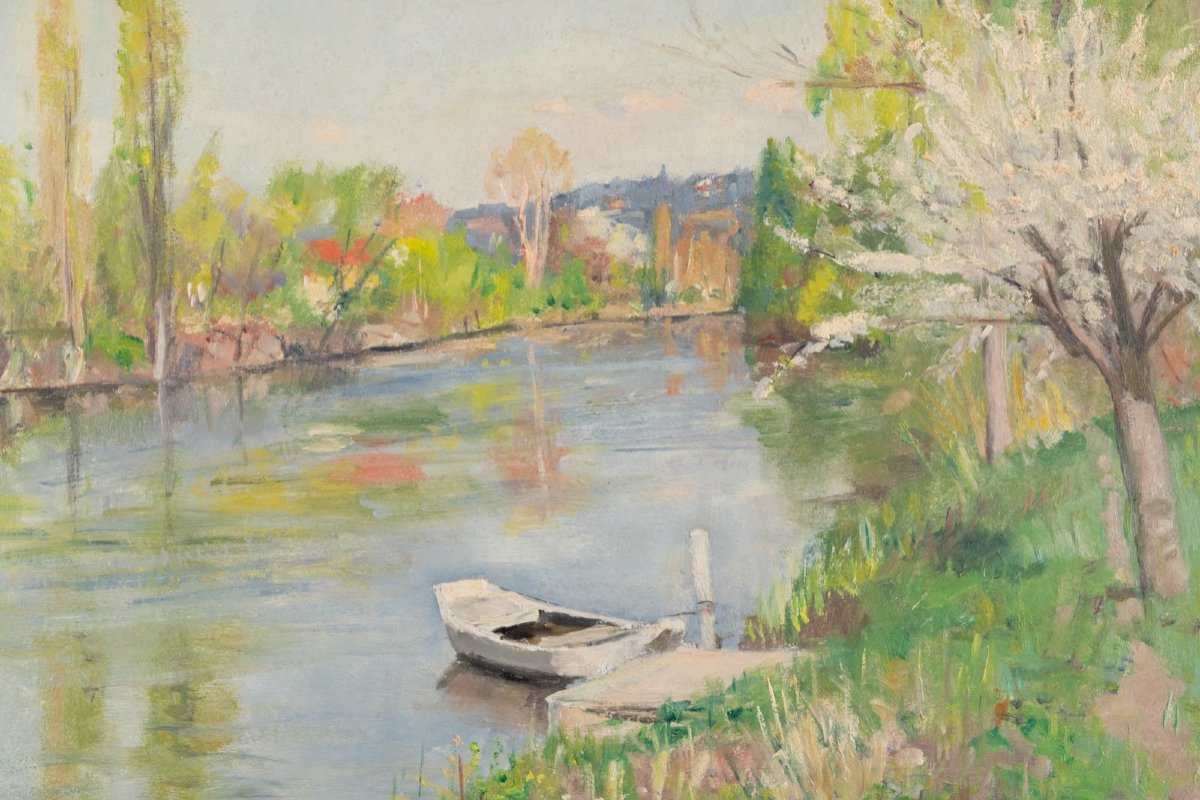 André-léon Vivrel (1886-1976): The Boat Along The Seine-photo-4