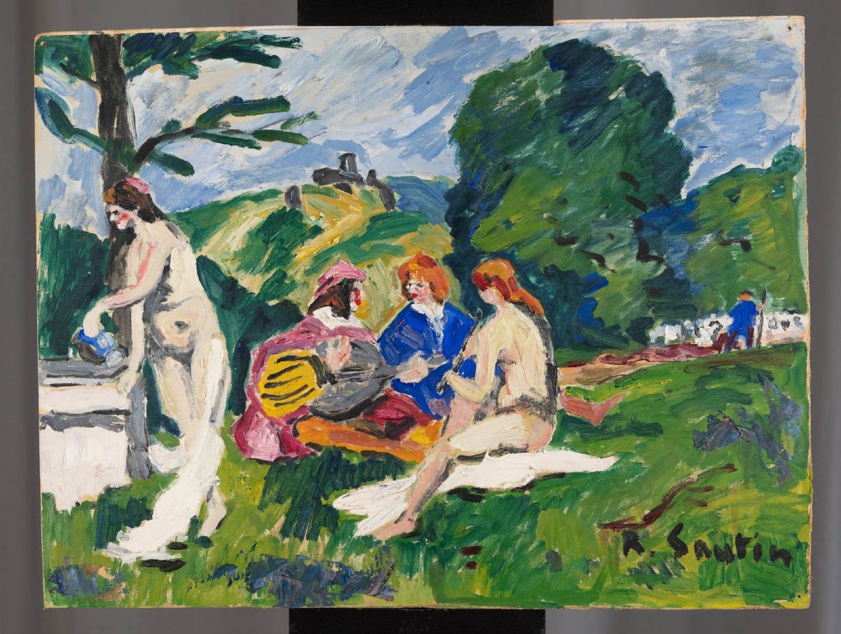 René Sautin (1881-1968) : Le Déjeuner Sur l'Herbe Aux Andelys-photo-4