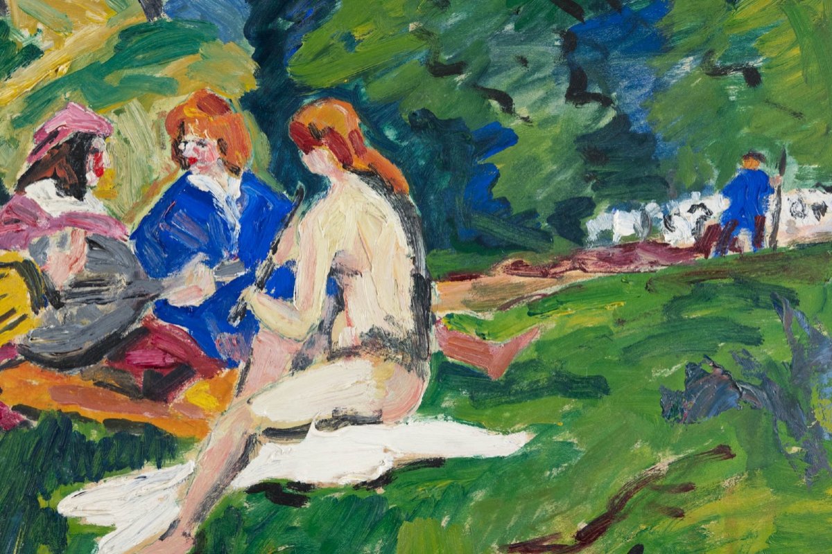 René Sautin (1881-1968) : Le Déjeuner Sur l'Herbe Aux Andelys-photo-2