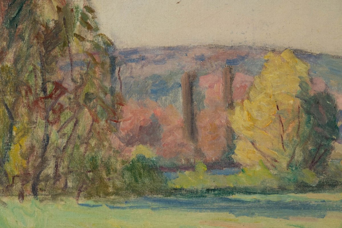 Abel Lauvray (1870-1950): Panoramic View Of Vétheuil -photo-2