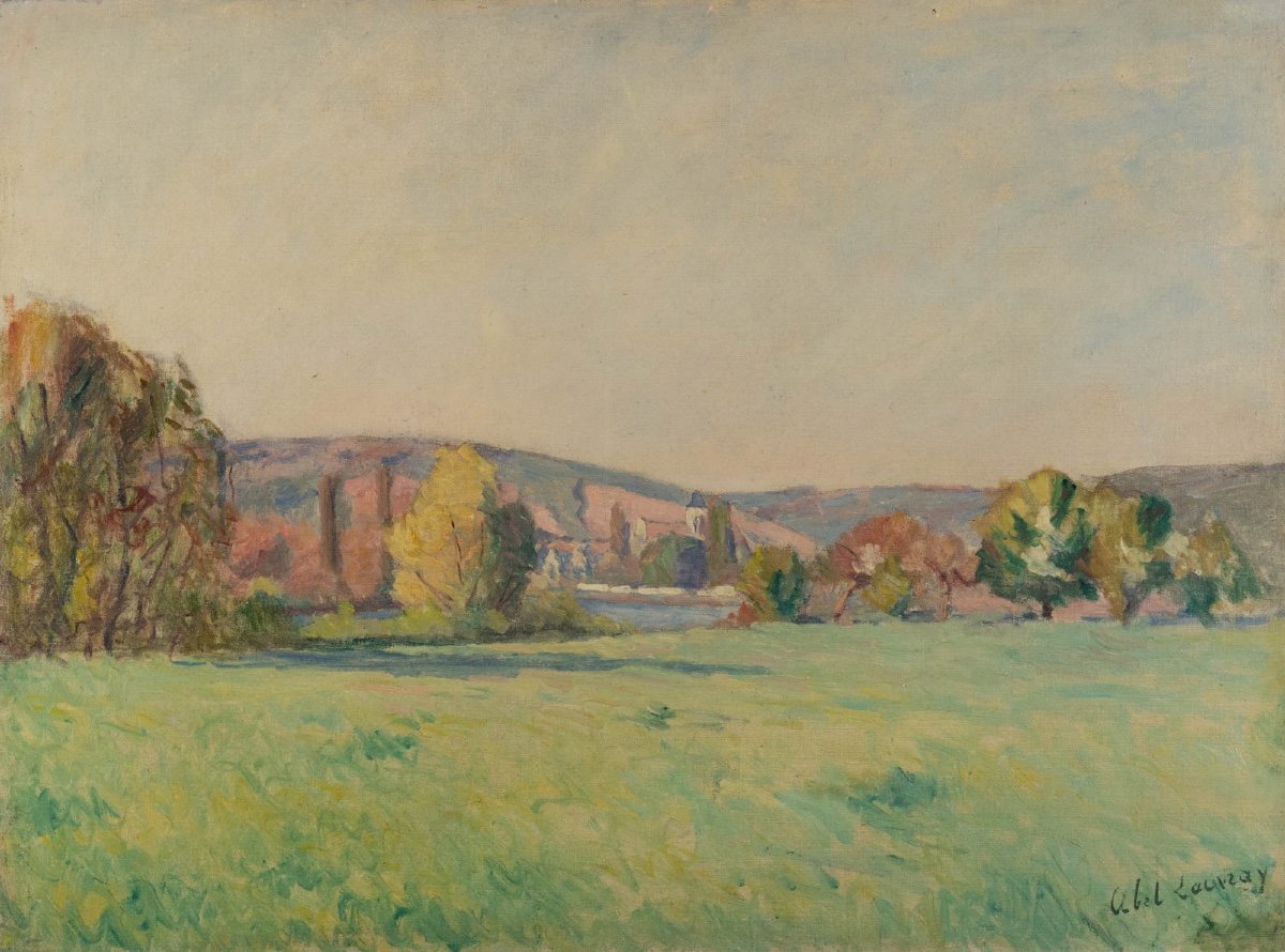 Abel Lauvray (1870-1950): Panoramic View Of Vétheuil -photo-1