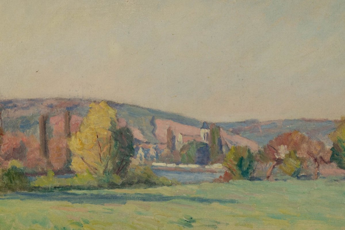 Abel Lauvray (1870-1950): Panoramic View Of Vétheuil -photo-3