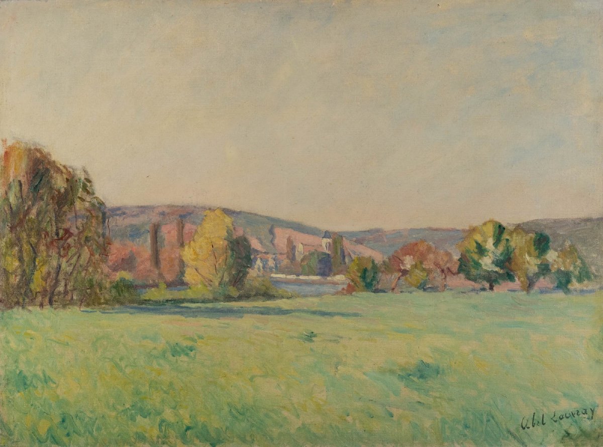 Abel Lauvray (1870-1950): Panoramic View Of Vétheuil 