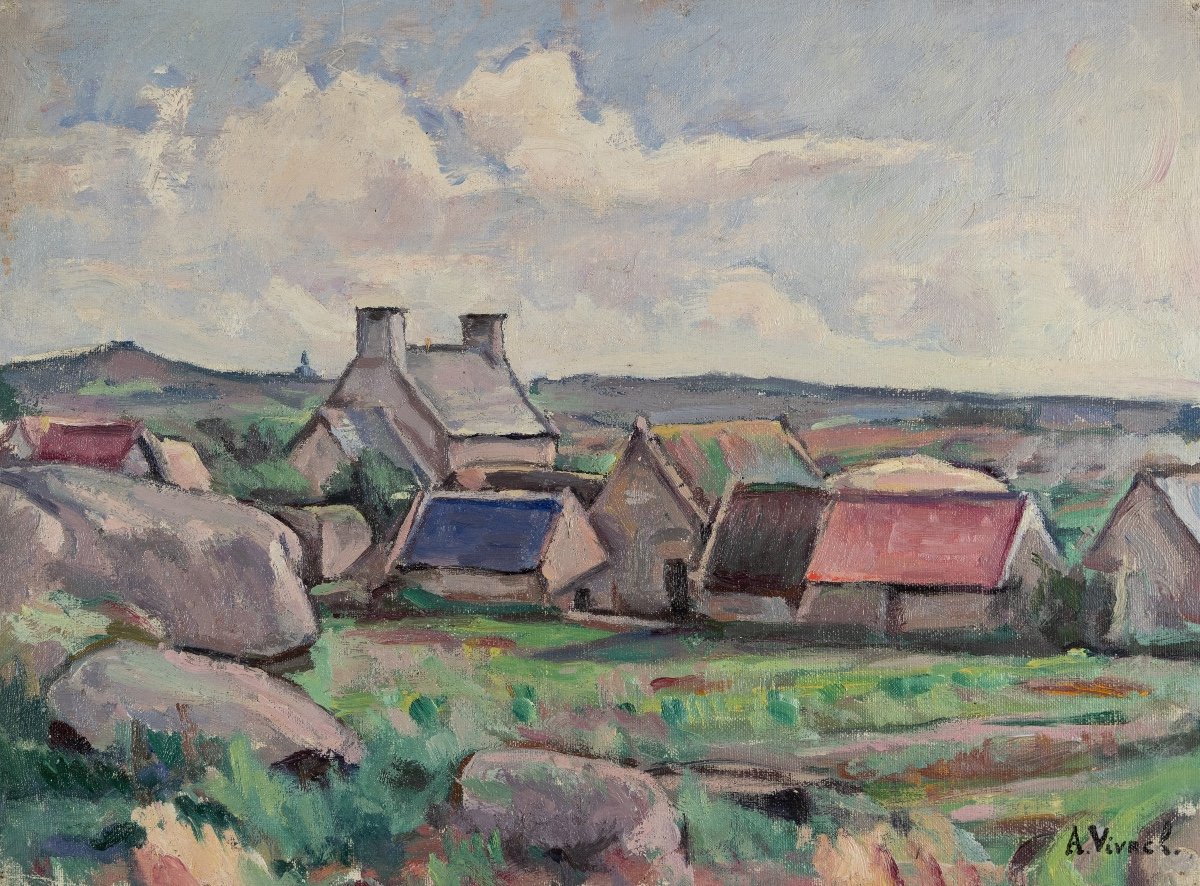 André-léon Vivrel (1886-1976) : Village Breton 