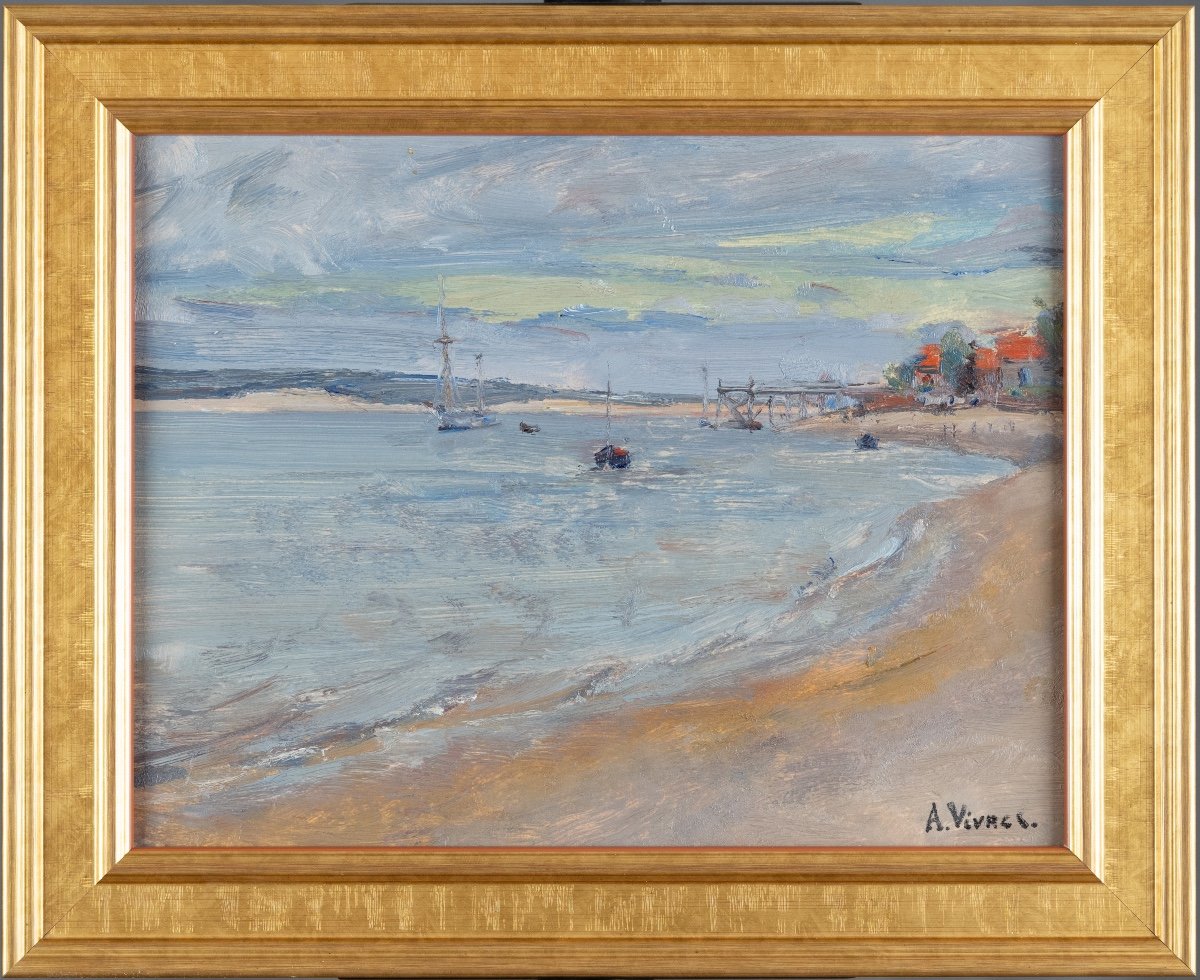 André-léon Vivrel (1886-1976) : Bord De Mer -photo-3