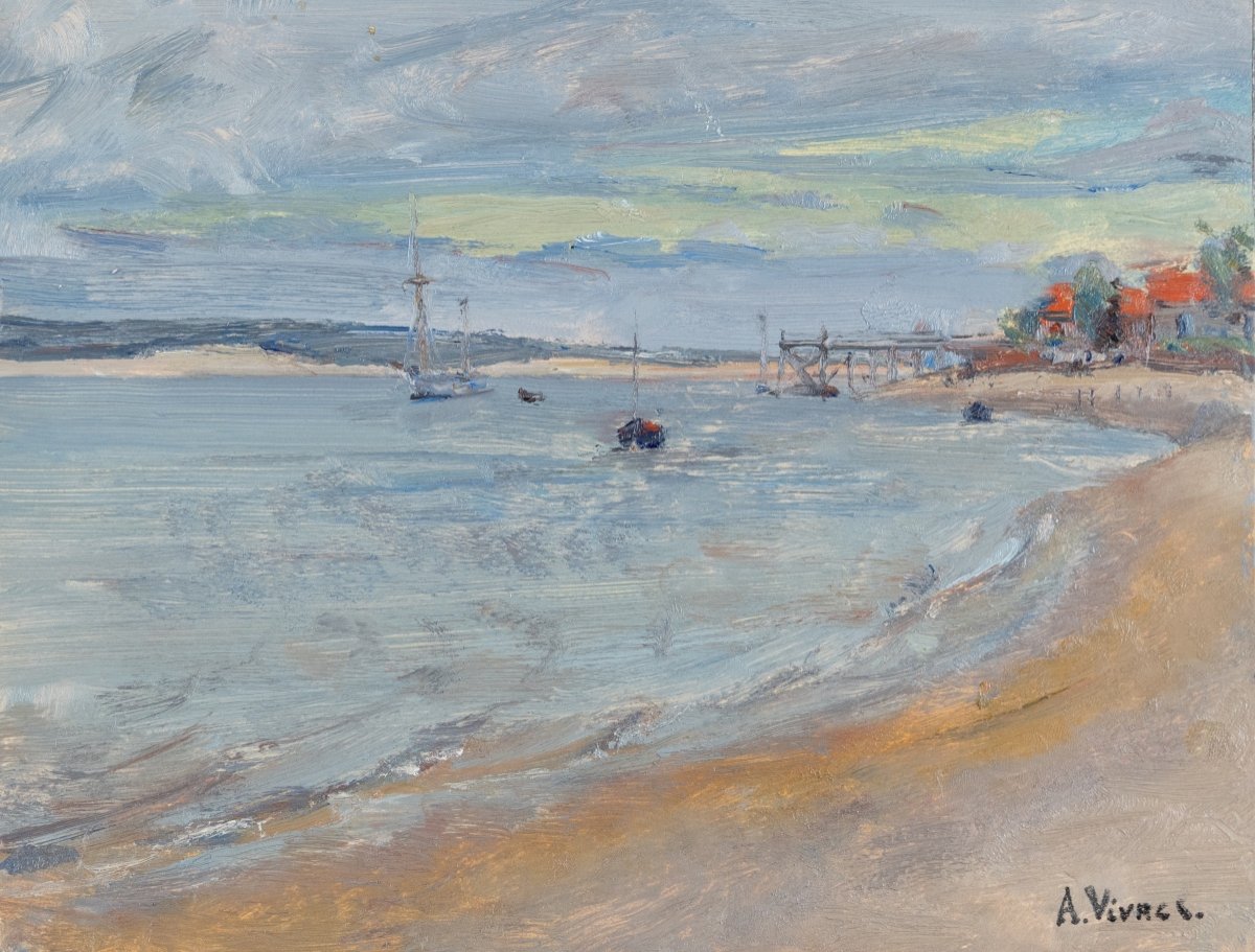 André-léon Vivrel (1886-1976) : Bord De Mer -photo-4