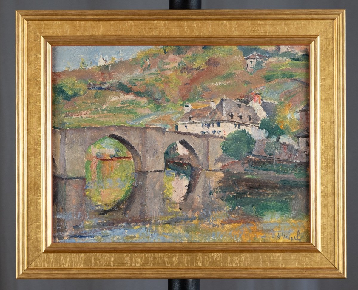 André-léon Vivrel (1886-1976): Landscape At The Bridge -photo-3