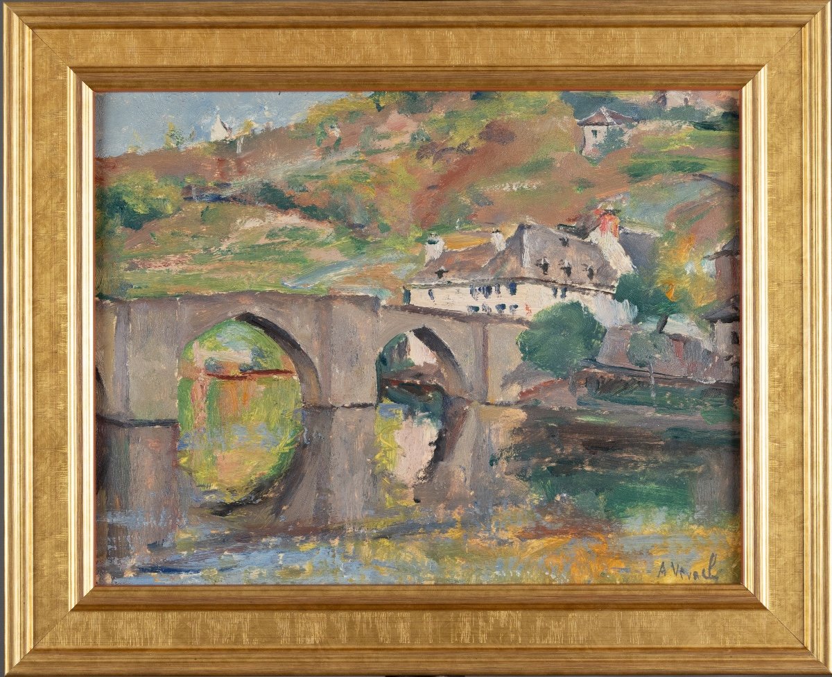 André-léon Vivrel (1886-1976): Landscape At The Bridge -photo-4