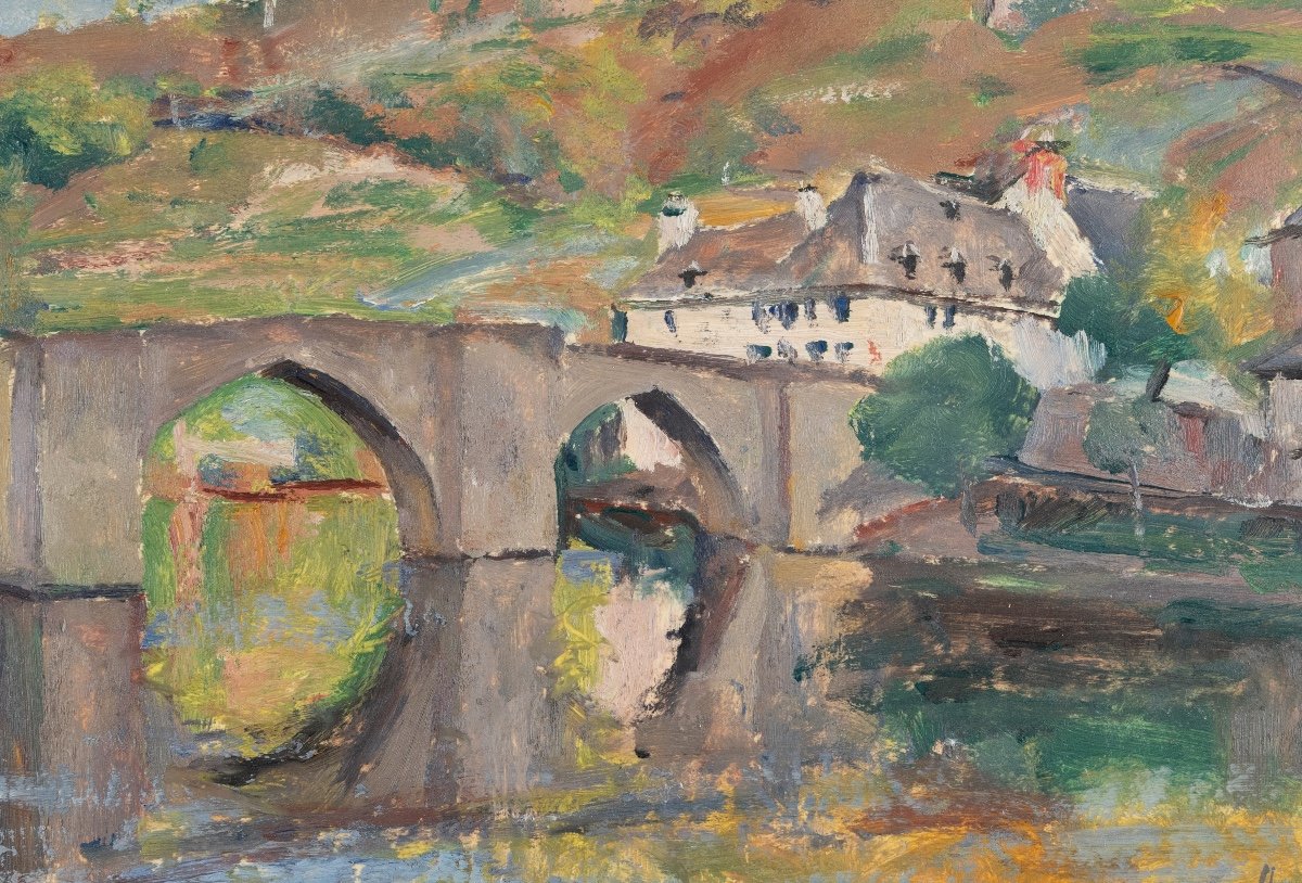 André-léon Vivrel (1886-1976): Landscape At The Bridge -photo-1