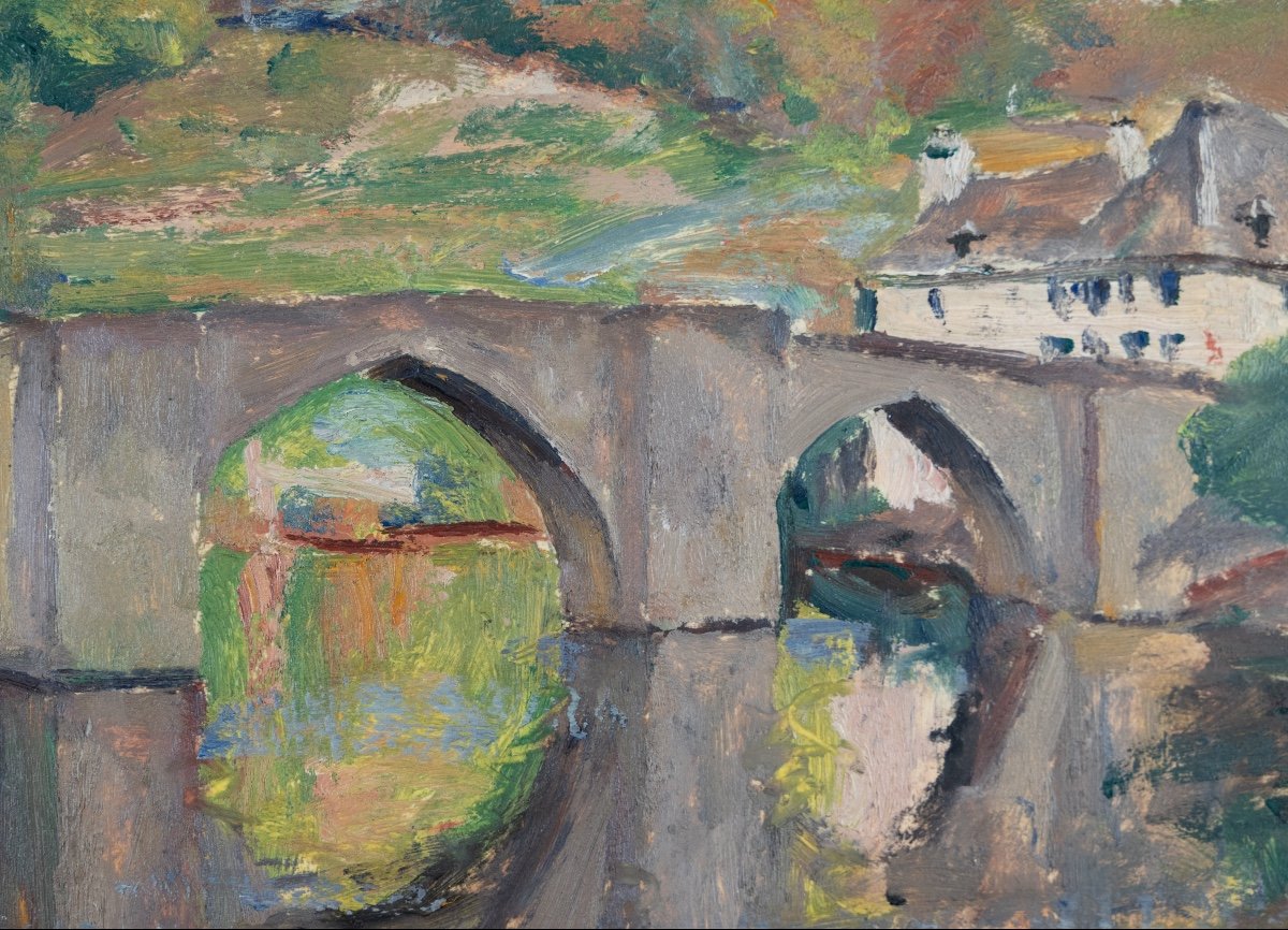 André-léon Vivrel (1886-1976): Landscape At The Bridge -photo-3