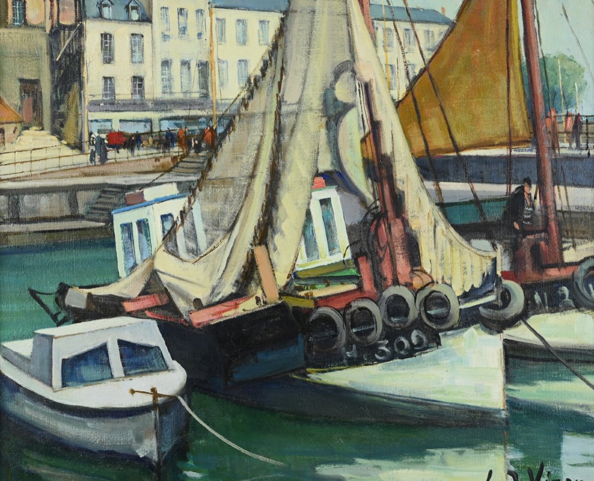  Louis Jacques Vigon (1897 - 1985): Port Of Honfleur-photo-3