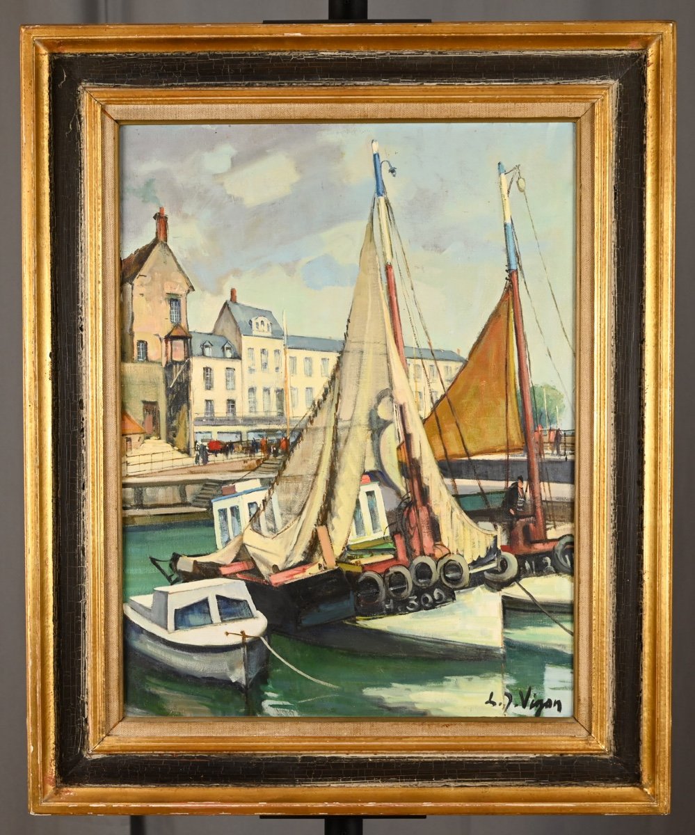  Louis Jacques Vigon (1897 - 1985): Port Of Honfleur-photo-4