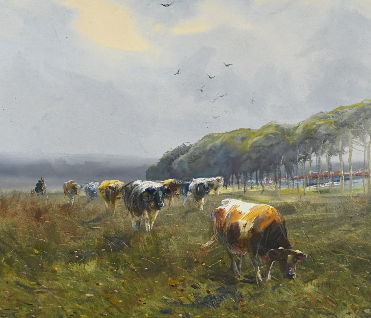  Maurice Hagemans (1852 - 1917) : Troupeau De Vaches-photo-1