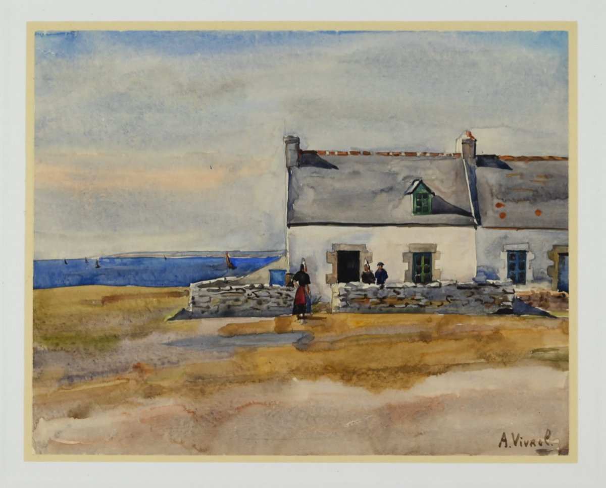  André-léon Vivrel (1886 - 1976): Breton House-photo-3