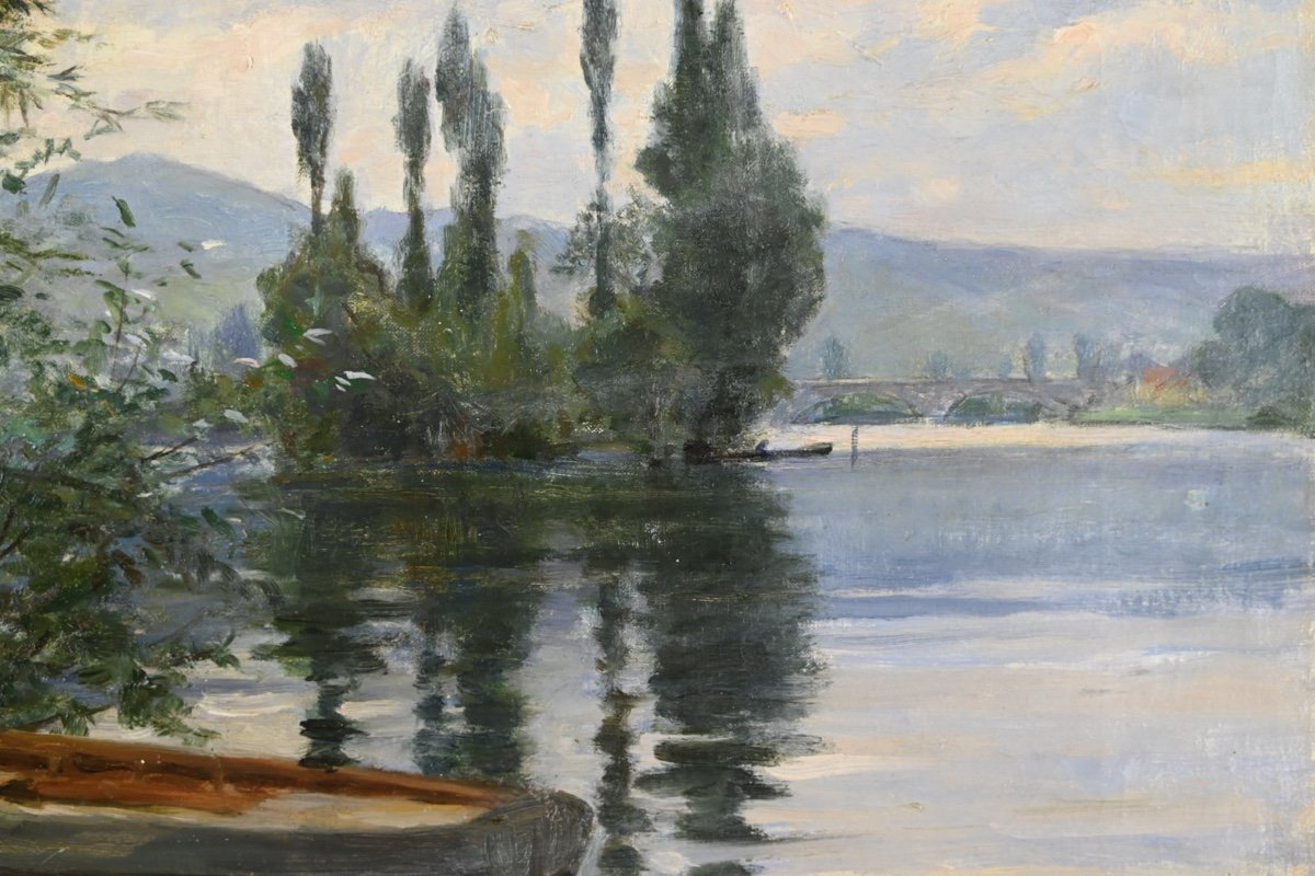 Georges Binet (1865 - 1949): Banks Of The Seine At Les Andelys-photo-2