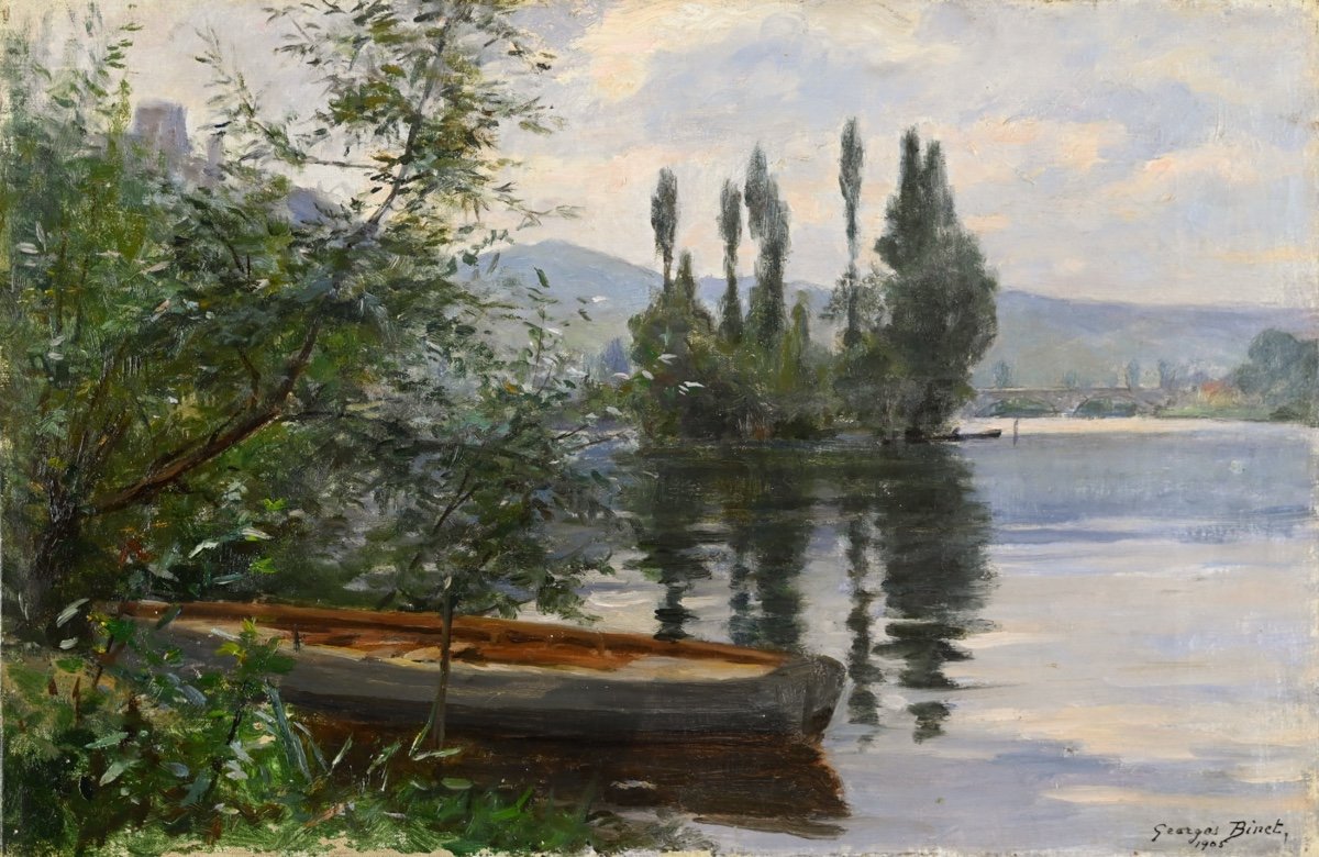 Georges Binet (1865 - 1949): Banks Of The Seine At Les Andelys