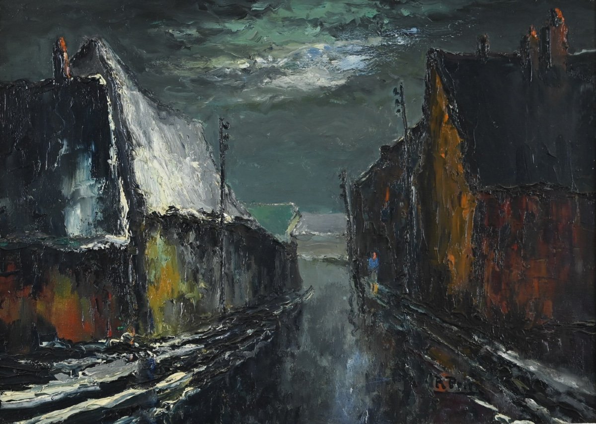 René Prin (1905-1985)  La Rue Du Village