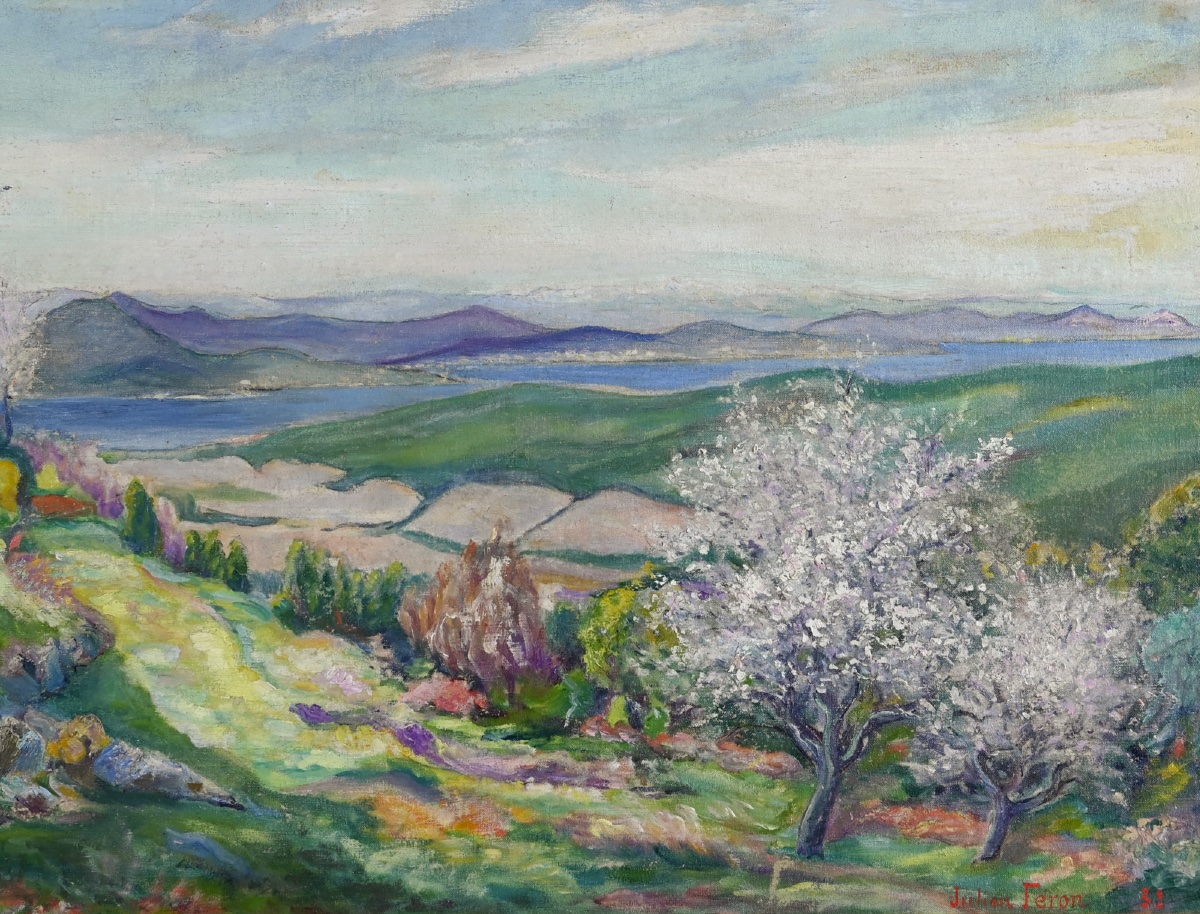 Julien Feron (1864-1944): The Bay Of Saint Tropez Seen From The Heights Of Gassin-photo-2